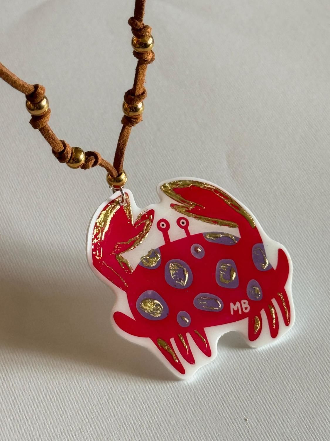 Charm Crab Collar rojo 