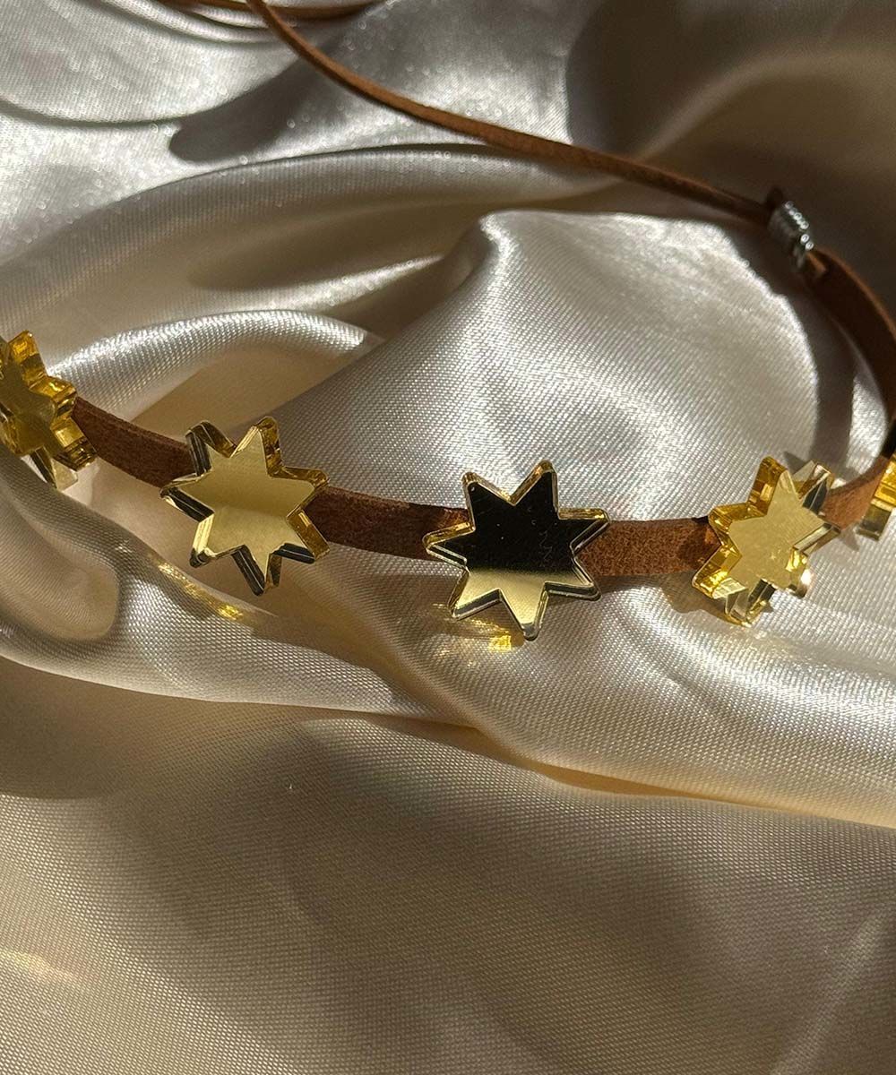 Stars Choker Marron dorado 