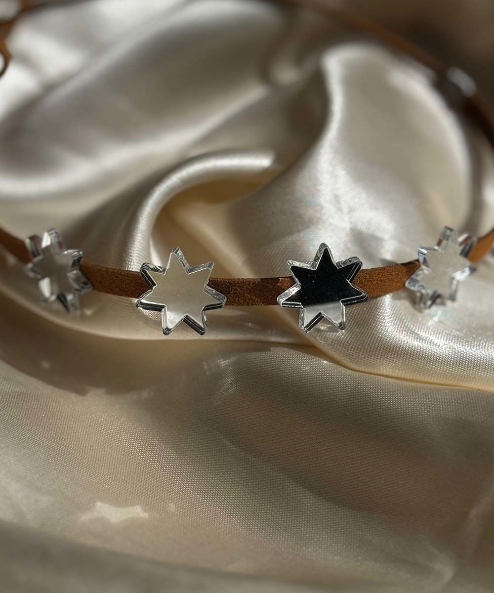 Stars Choker Marron plateado 